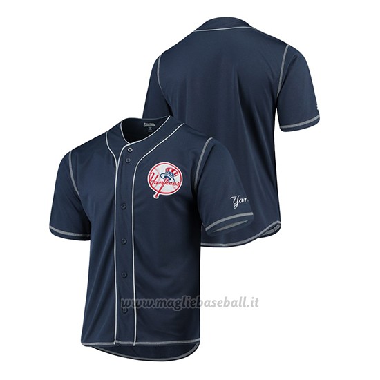 Maglia Baseball Uomo New York Yankees Button-down Stitches Team Color Blu